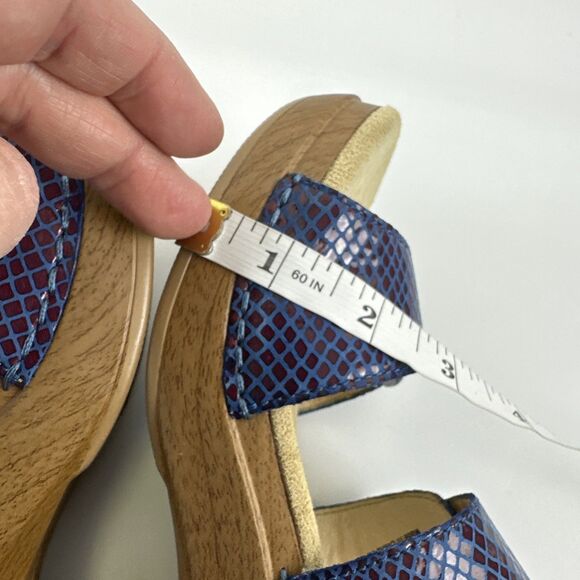Dansko Sophie Sandal Blue Purple Snakeskin Leather Double Buckle Womens 38 7.5 - Picture 12 of 14